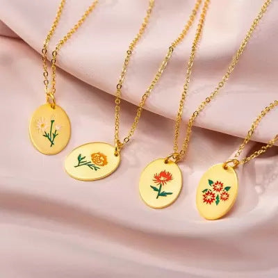 3D Flower Oval Pendant Necklace | Boho Chic Jewellery for Lovers & Soulmates | same ANTHEM