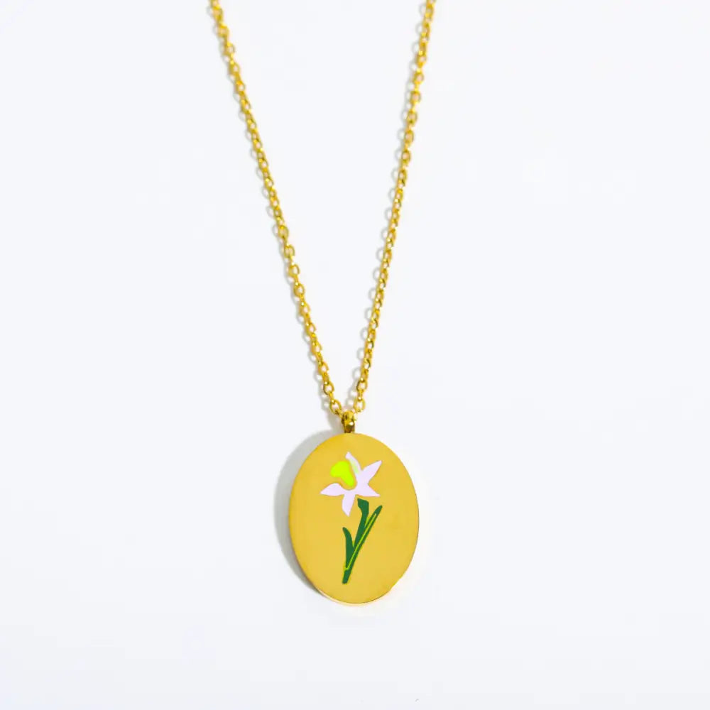 3D Flower Oval Pendant Necklace | Boho Chic Jewellery for Lovers & Soulmates | same ANTHEM - March