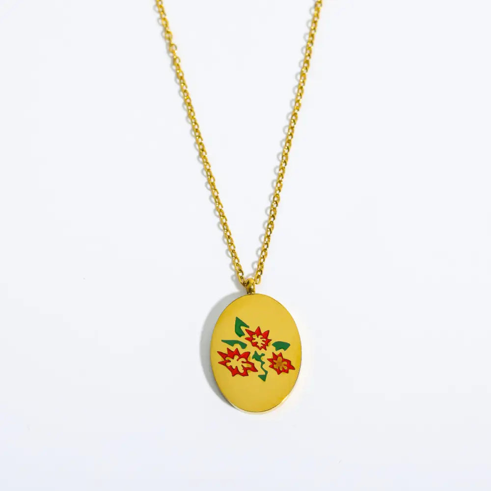 3D Flower Oval Pendant Necklace | Boho Chic Jewellery for Lovers & Soulmates | same ANTHEM - December