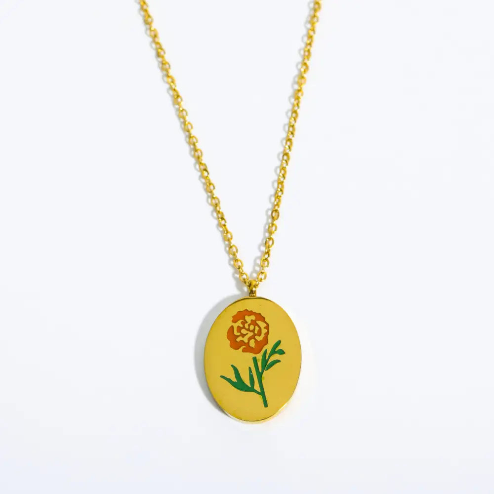 3D Flower Oval Pendant Necklace | Boho Chic Jewellery for Lovers & Soulmates | same ANTHEM - October