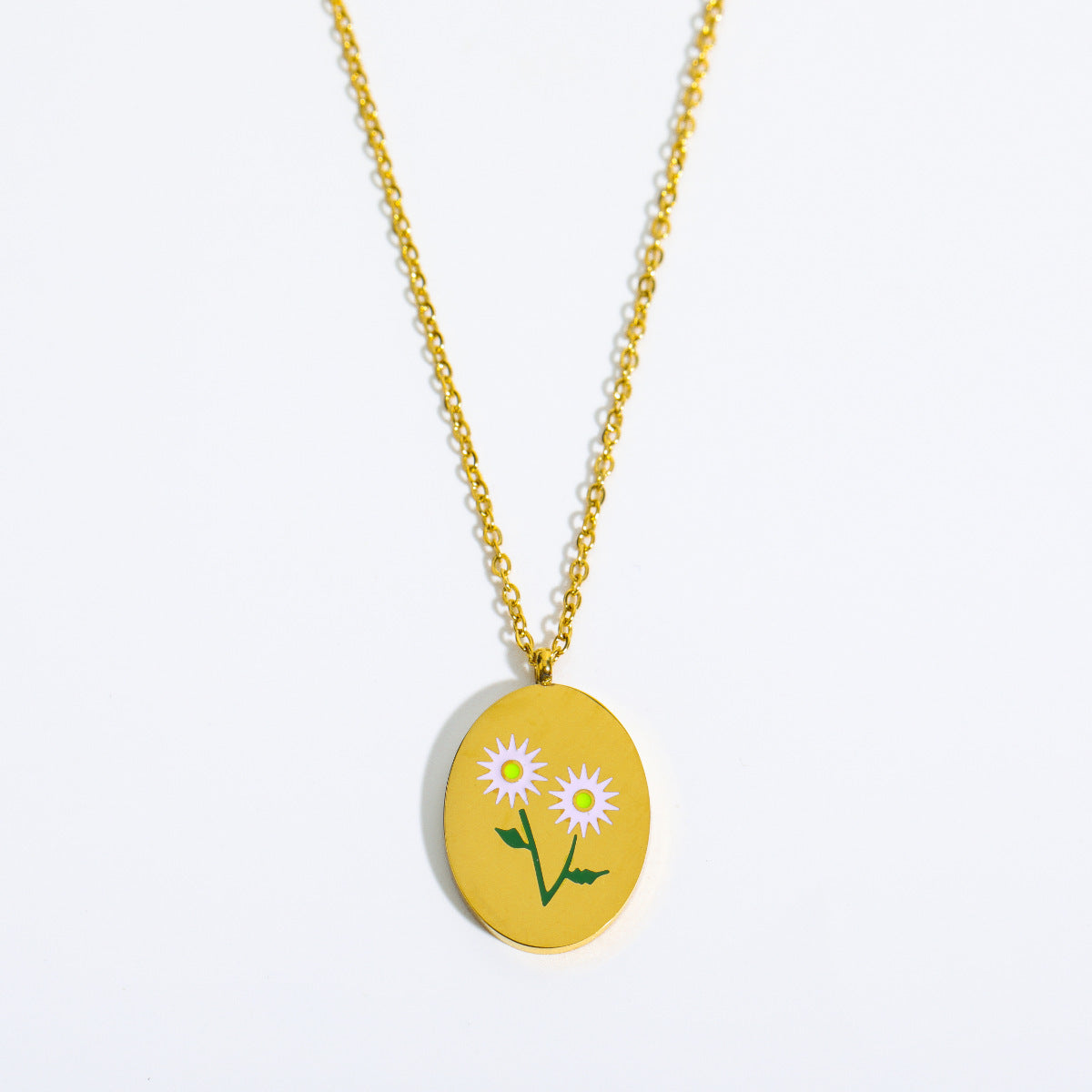 3D Flower Oval Pendant Necklace | Boho Chic Jewellery for Lovers & Soulmates | same ANTHEM - April