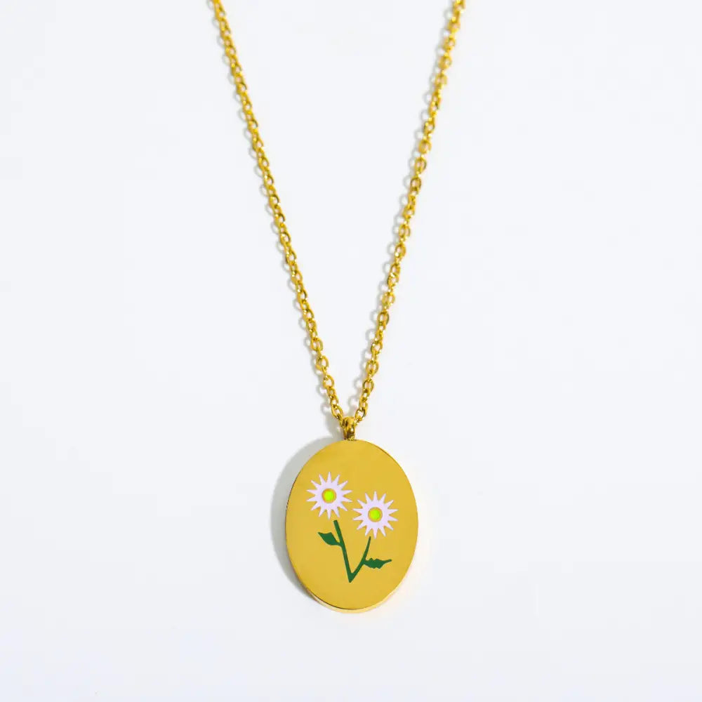 3D Flower Oval Pendant Necklace | Boho Chic Jewellery for Lovers & Soulmates | same ANTHEM - April