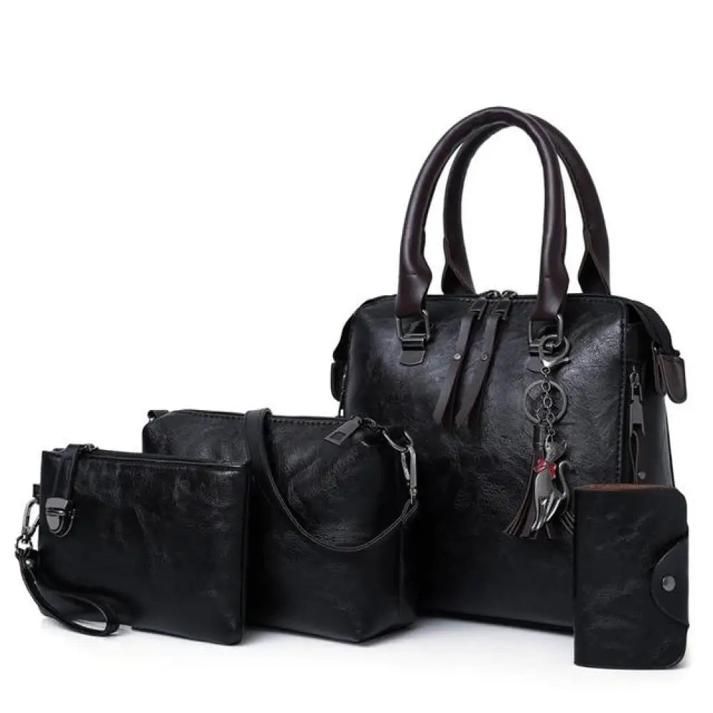 4 in 1 Designer Versatile PU Leather Handbag | same ANTHEM. - Black