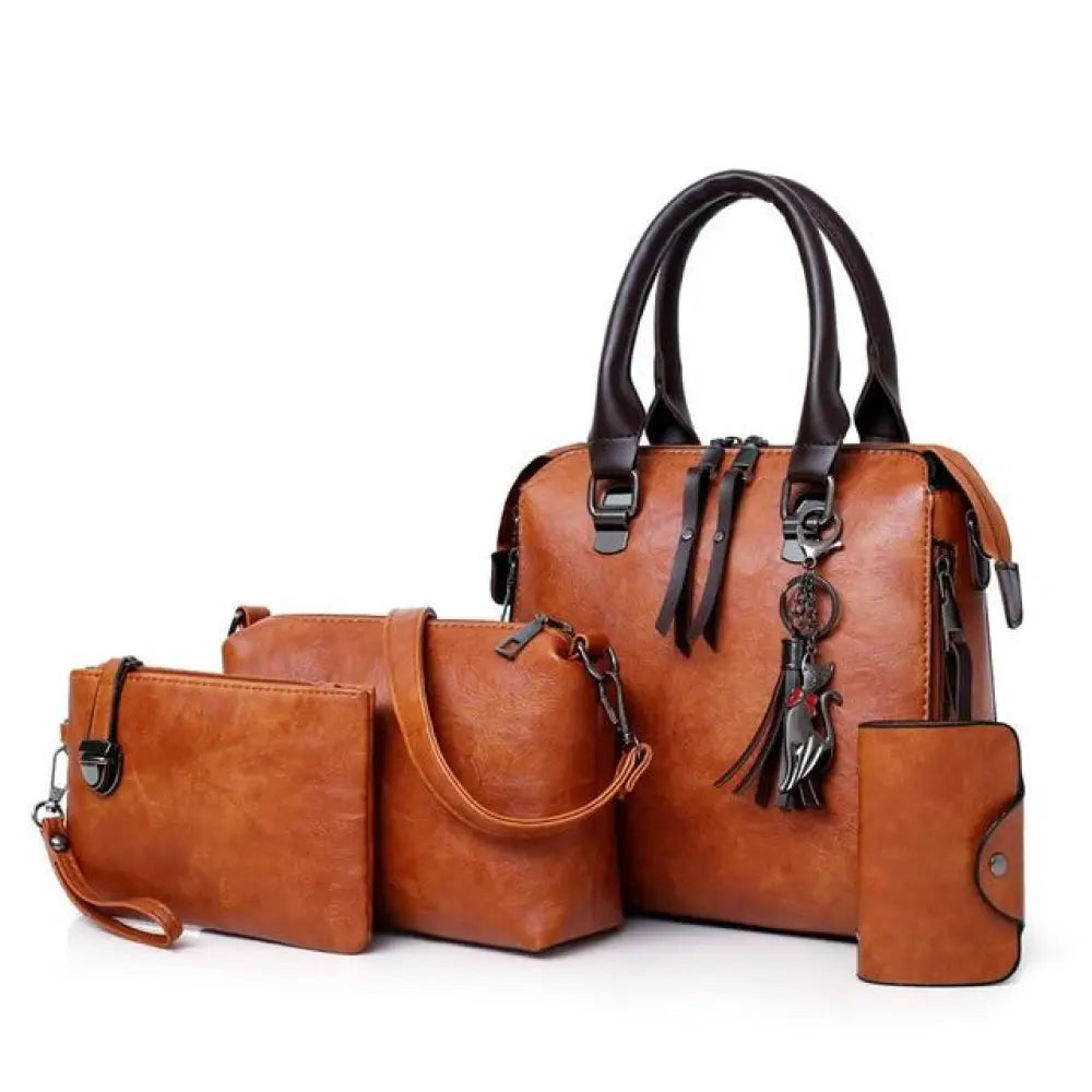 4 in 1 Designer Versatile PU Leather Handbag | same ANTHEM. - Brown