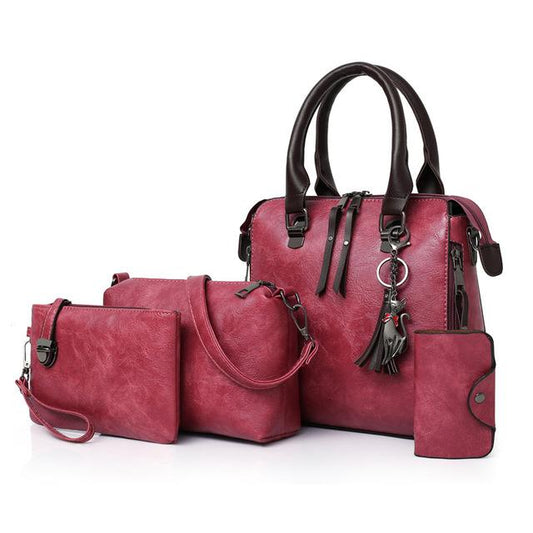 4 in 1 Designer Versatile PU Leather Handbag | same ANTHEM. - Burgundy