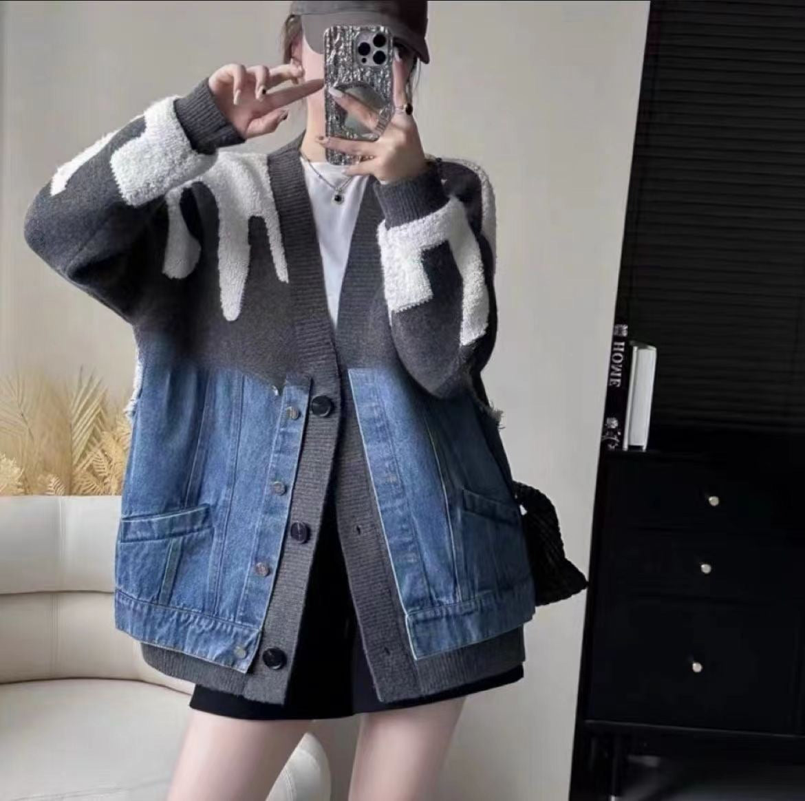 Casual Knitted Denim Coat | same ANTHEM.