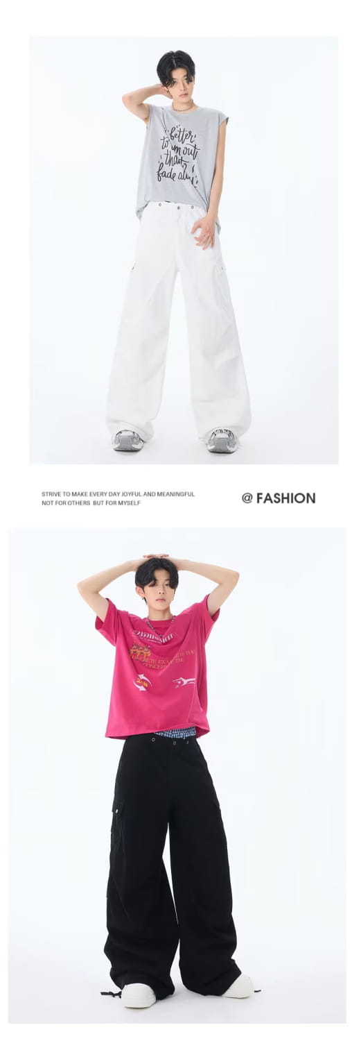 Loose Denim Multi-Pocket Straight Leg Pants | same ANTHEM.