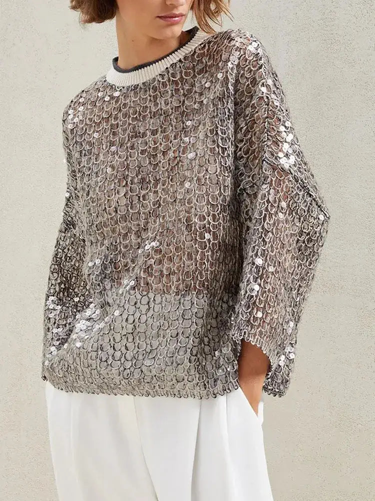Hollow Sequins Sweater | same ANTHEM.