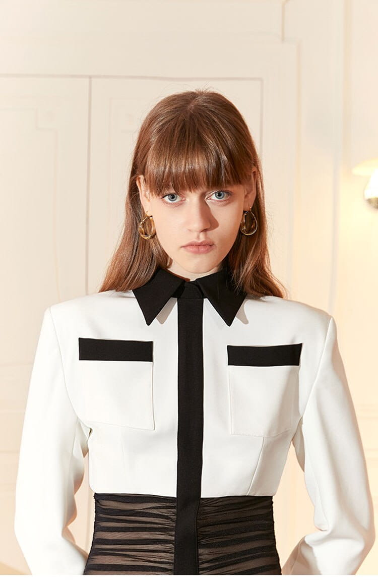 Black & White Mesh Waist Dress | same ANTHEM.