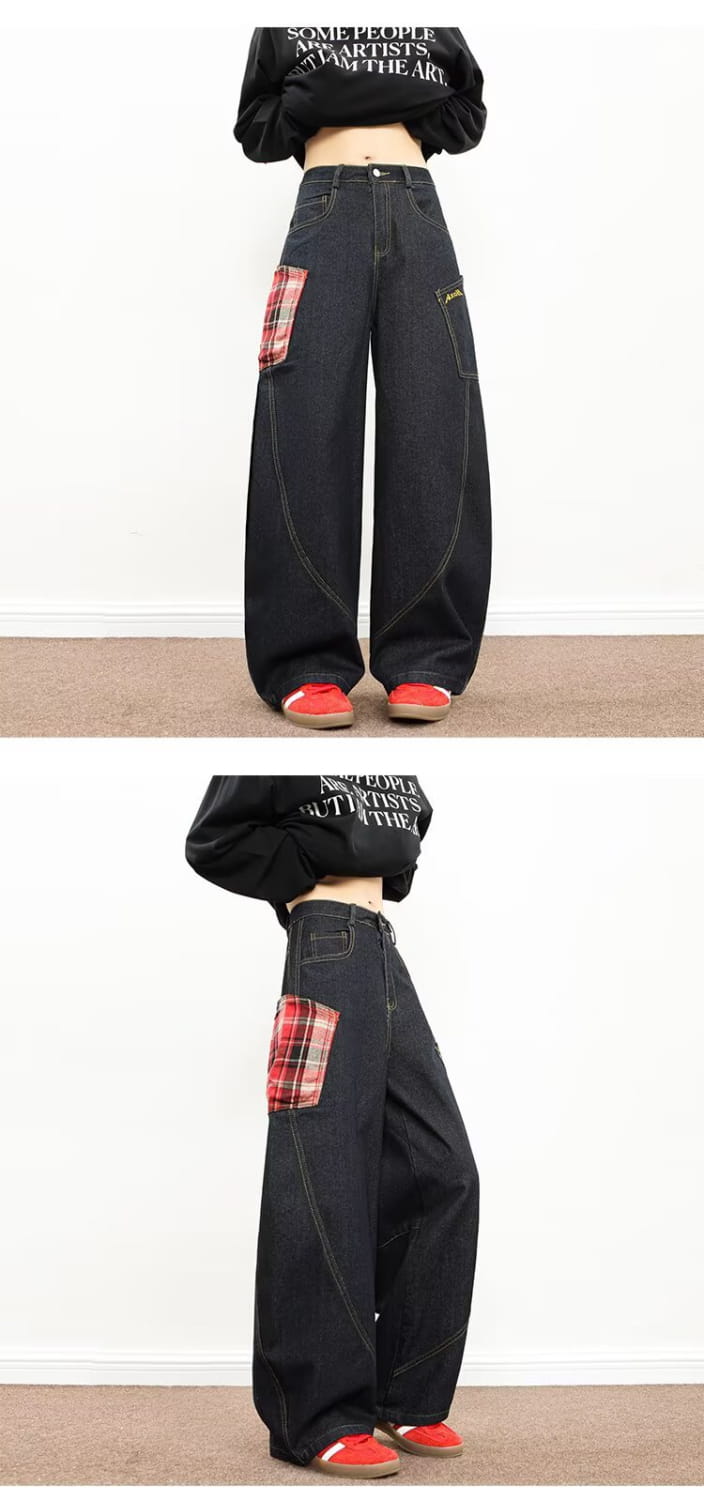 Plaid Patchwork Wide Pants | same ANTHEM.