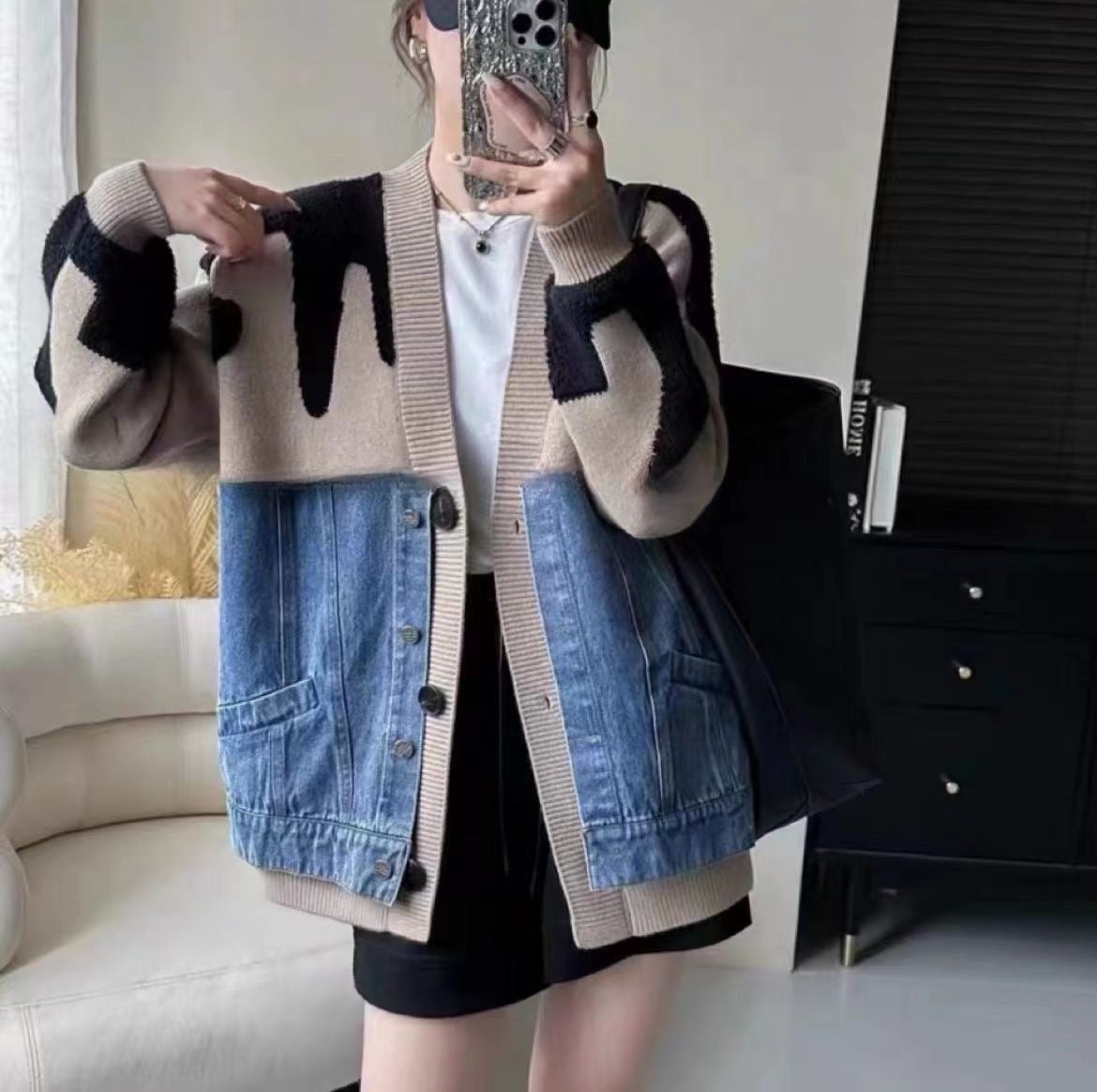 Casual Knitted Denim Coat | same ANTHEM.