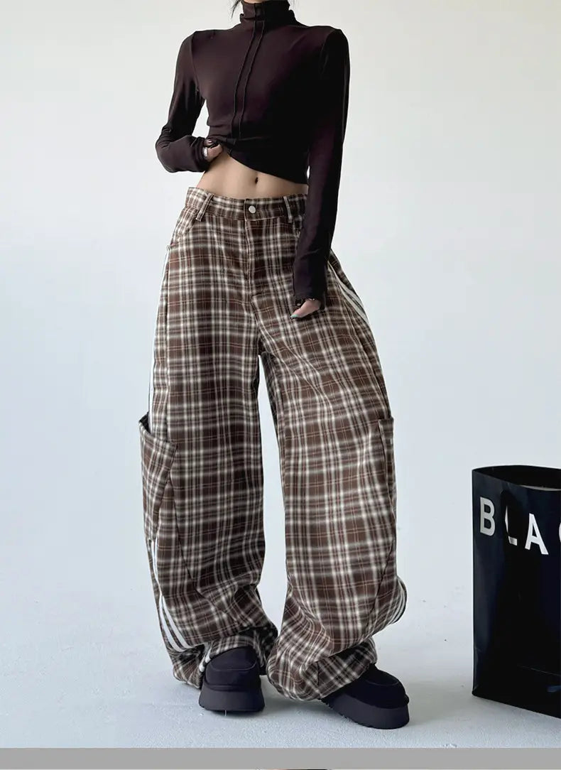 Coffee Plaid Wide Leg Pants | same ANTHEM.