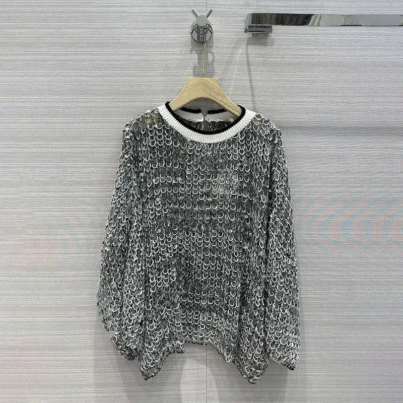 Hollow Sequins Sweater | same ANTHEM.