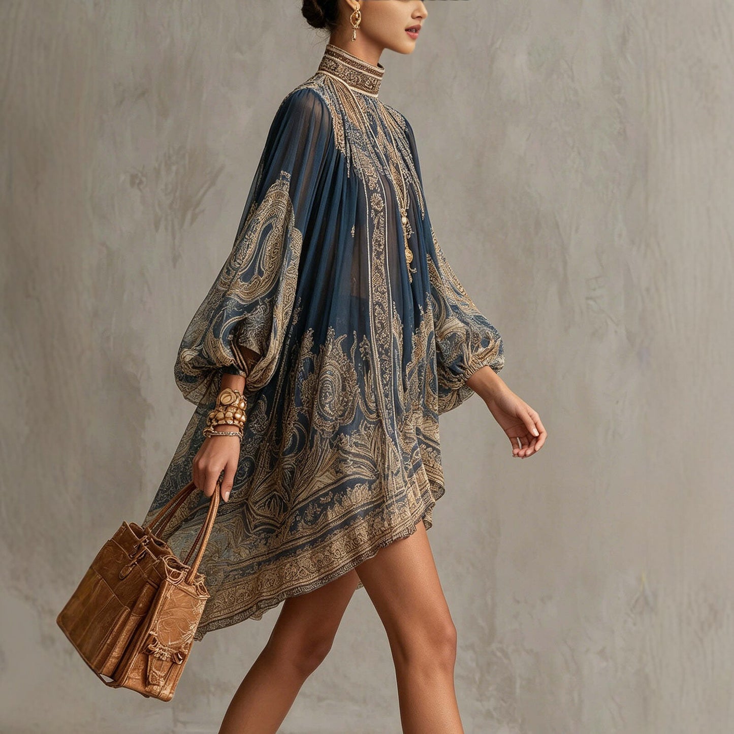 Printed Long Sleeve Loose Dress | same ANTHEM.