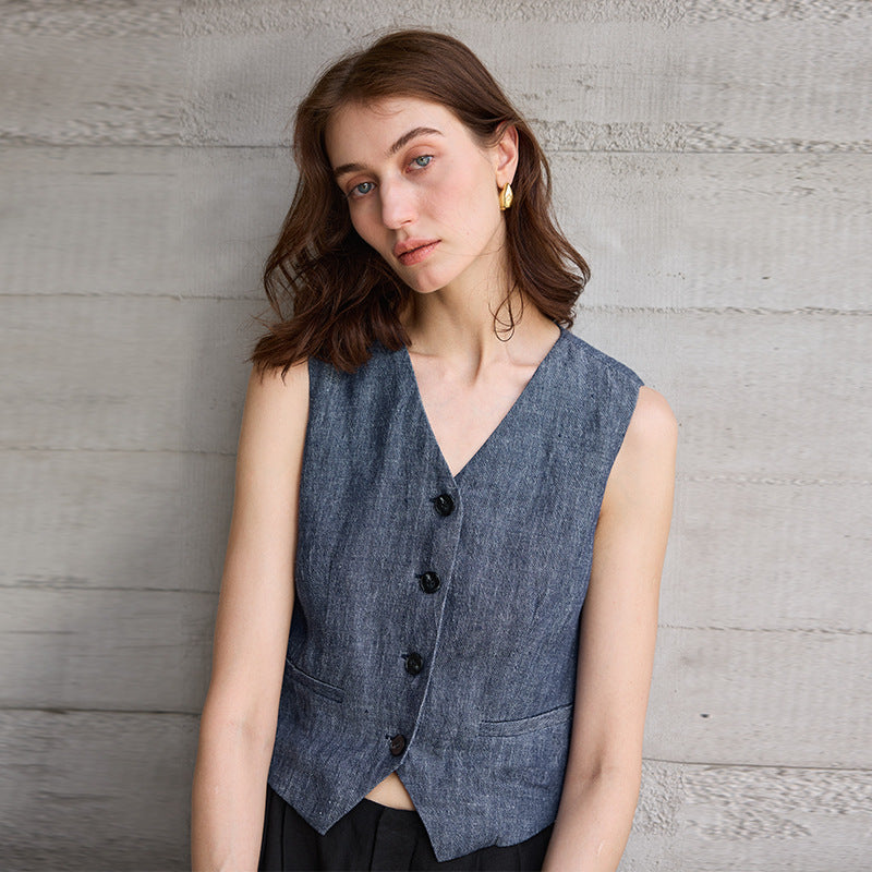 Solid Linen Vest | same ANTHEM.