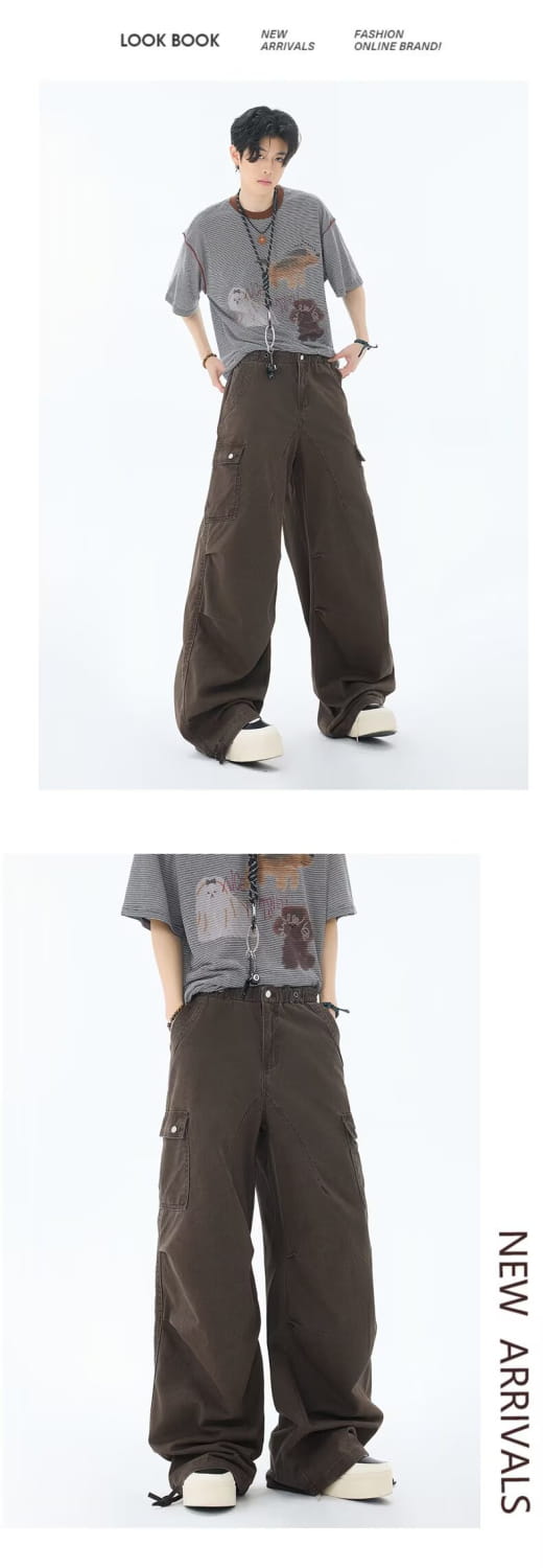 Loose Denim Multi-Pocket Straight Leg Pants | same ANTHEM.