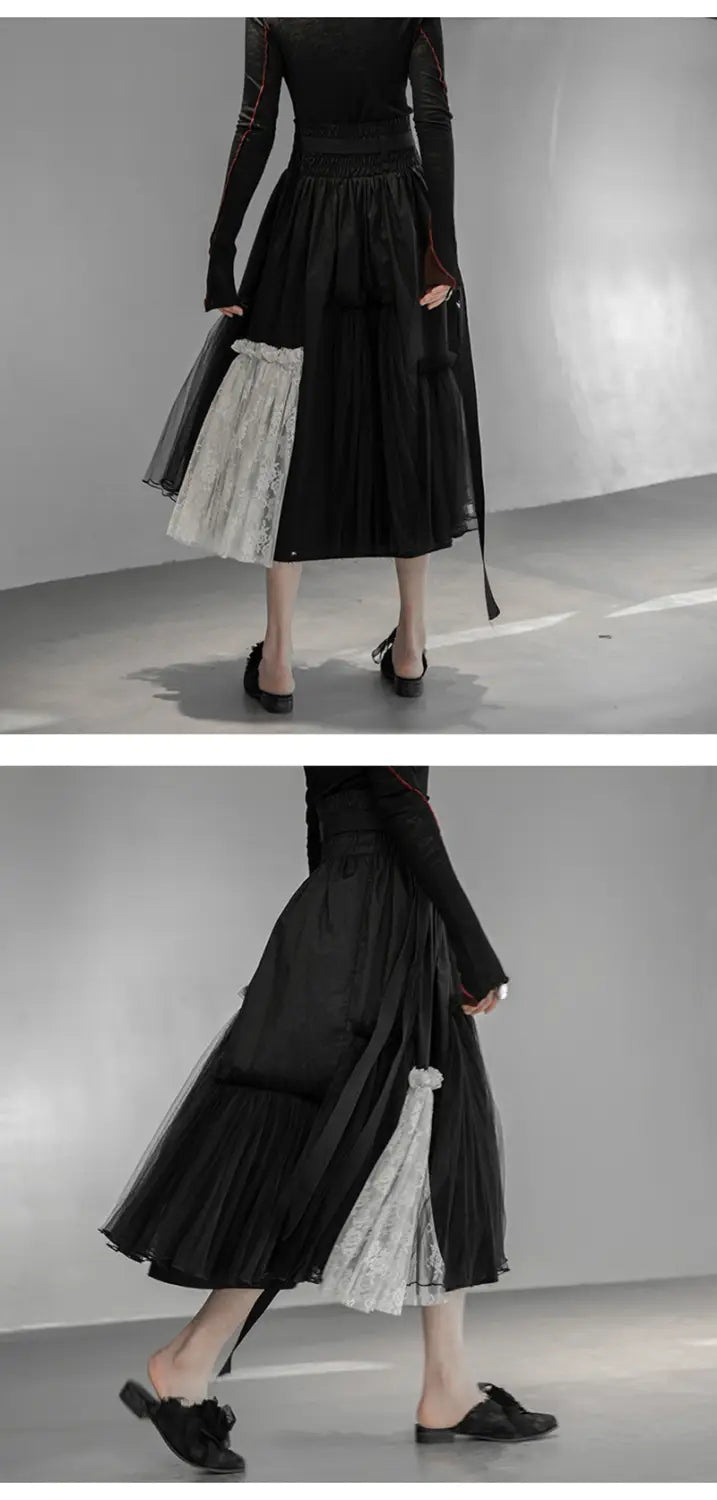 Romantic Mesh Asymmetrical Skirt | same ANTHEM.