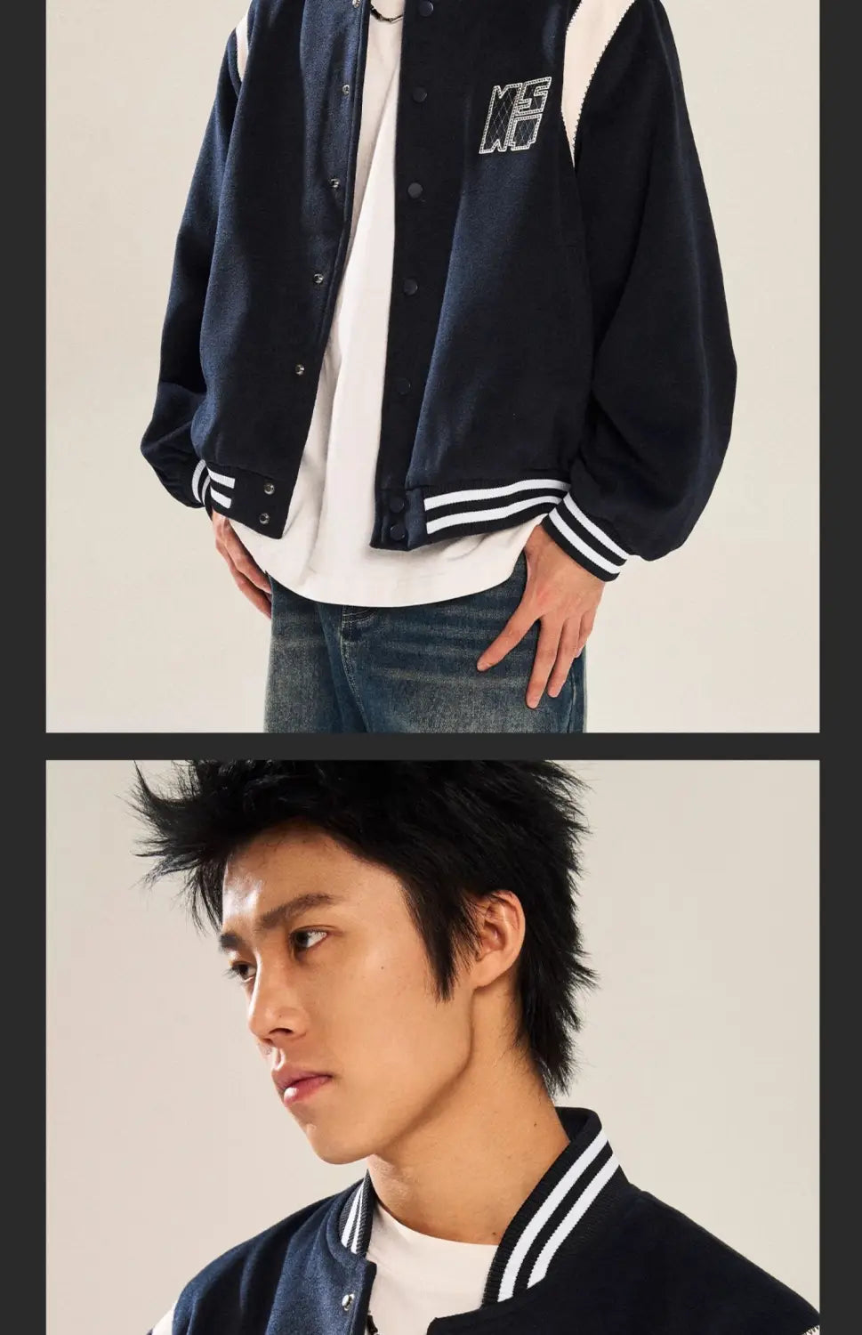 Contrast Color Embroidered Couple’s Baseball Uniform Jacket Coat