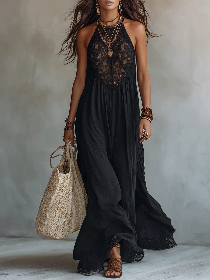 Long Black Boho Lace Dress |same ANTHEM.