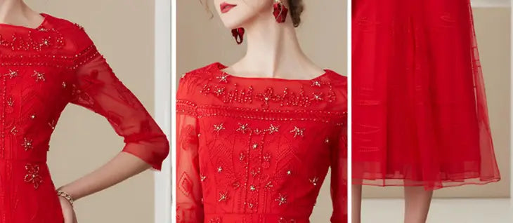 Mesh Embroidered Temperament Fashionable Elegant Dress