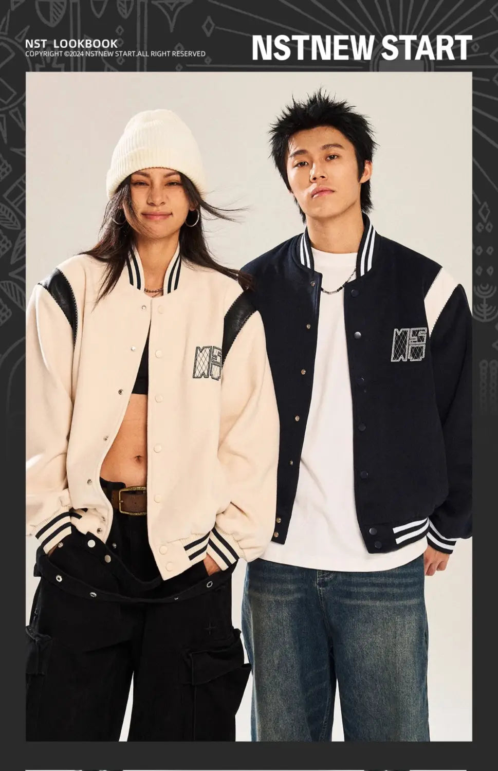 Contrast Color Embroidered Couple’s Baseball Uniform Jacket Coat