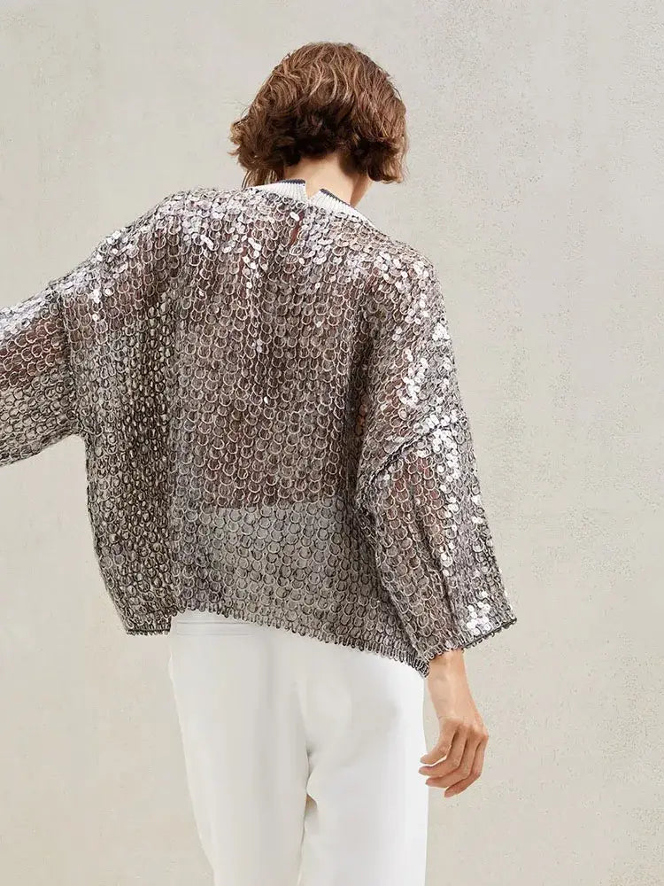 Hollow Sequins Sweater | same ANTHEM.