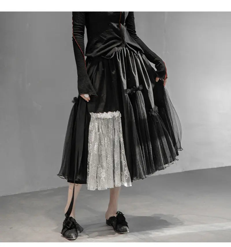 Romantic Mesh Asymmetrical Skirt | same ANTHEM.