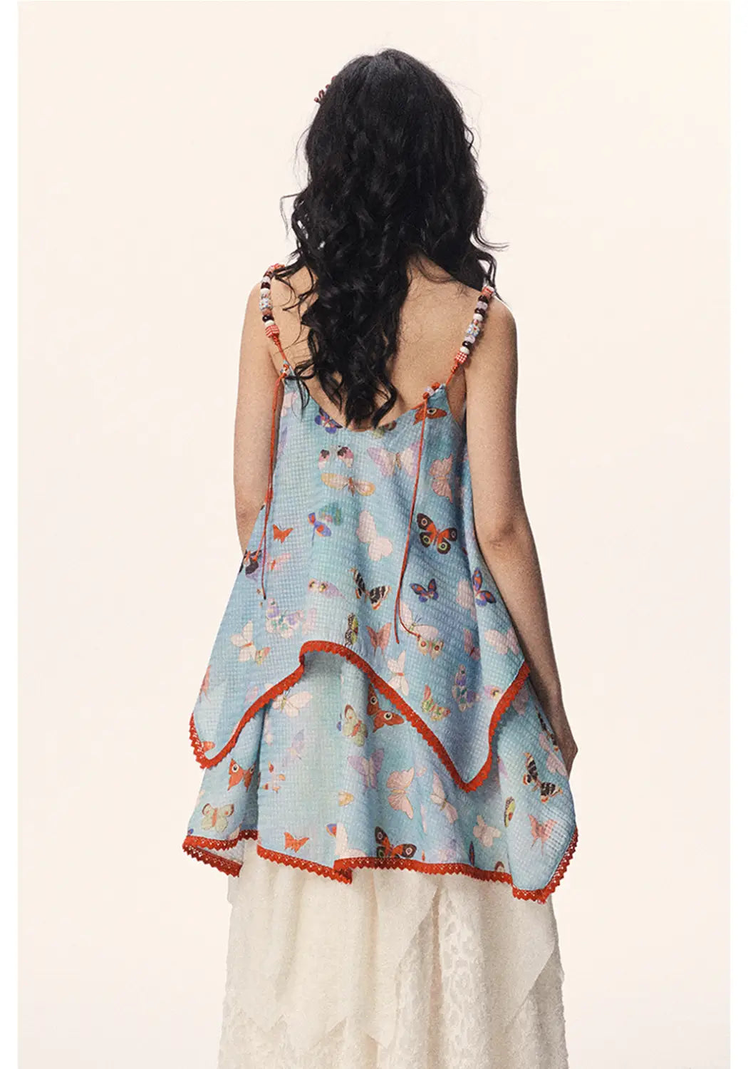 Butterfly Beaded Cute Girly Style Sling Short Dress