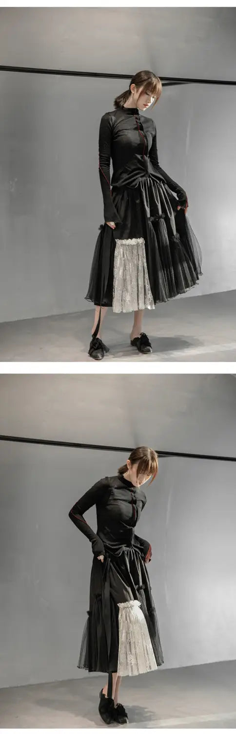 Romantic Mesh Asymmetrical Skirt | same ANTHEM.
