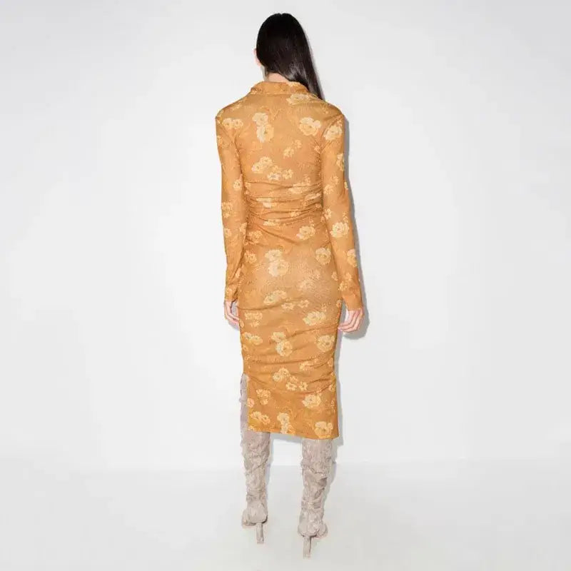 Slim Waist Pleated Shirt Dress | same ANTHEM.