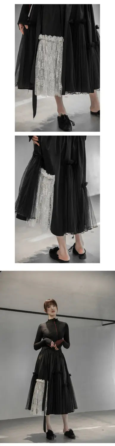 Romantic Mesh Asymmetrical Skirt | same ANTHEM.