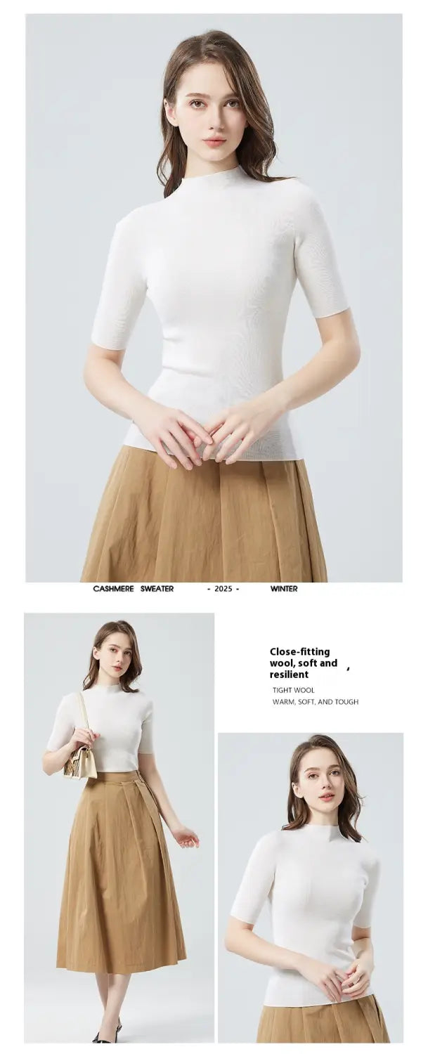 Woolen Turtleneck Short Sweater | same ANTHEM.