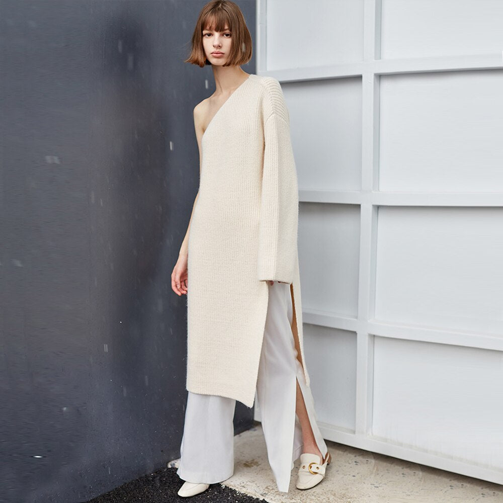 Knitted One Shoulder Sweater Dress | same ANTHEM.