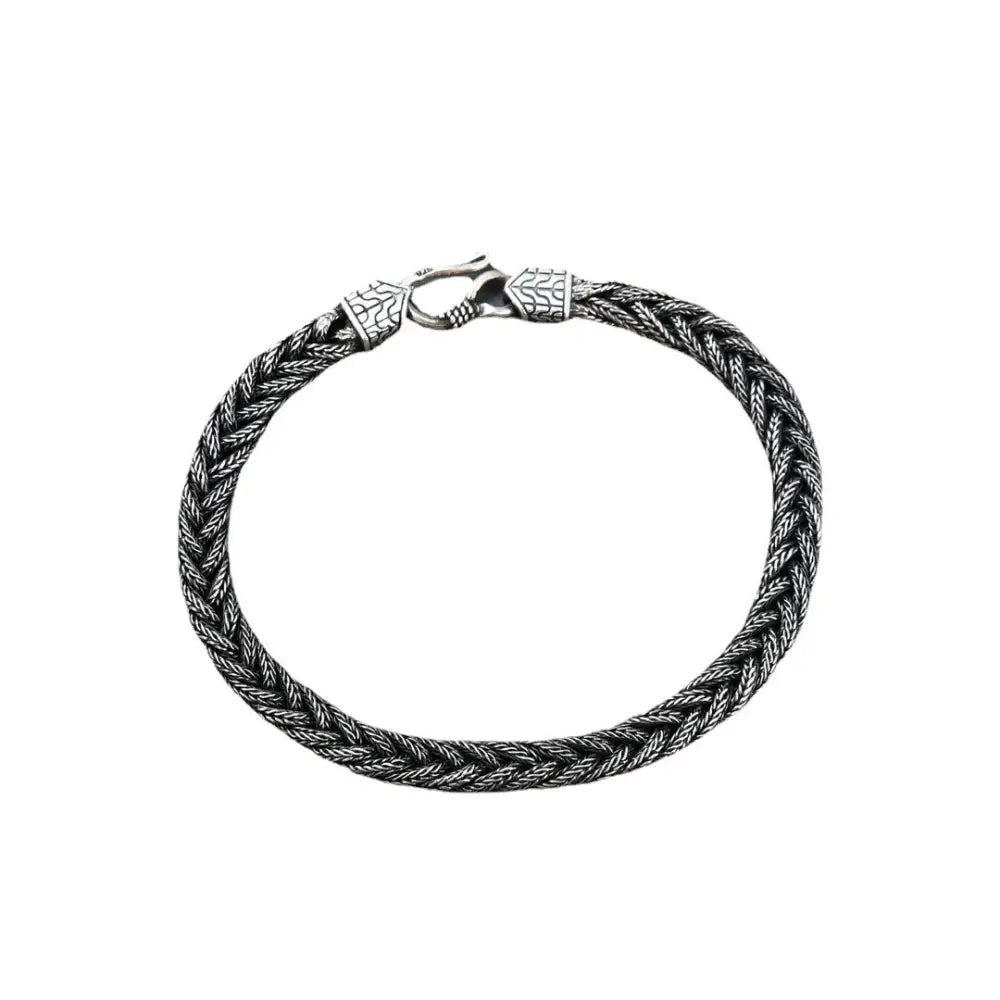 925 Silver Handwoven Bracelet for Men – same ANTHEM. Soulmate Streetwear - 18cm - Bag