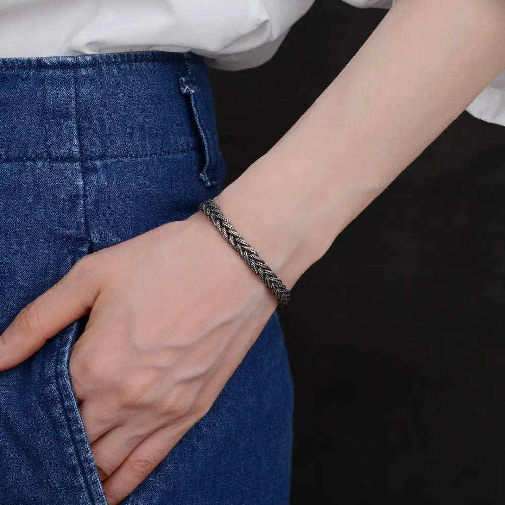 925 Silver Handwoven Bracelet for Men – same ANTHEM. Soulmate Streetwear - Bag