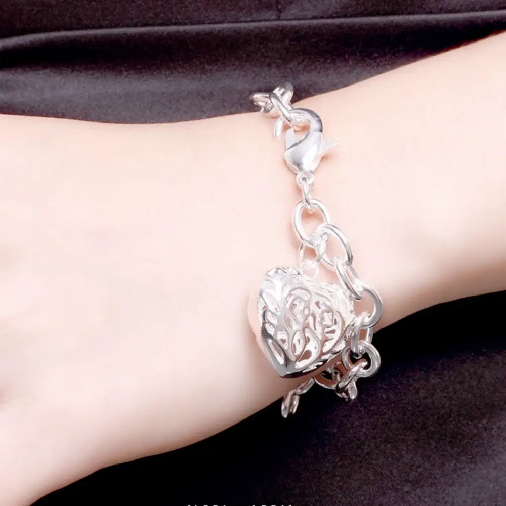 925 Silver Hollow Heart Bracelet | Boho Chic Love | same ANTHEM
