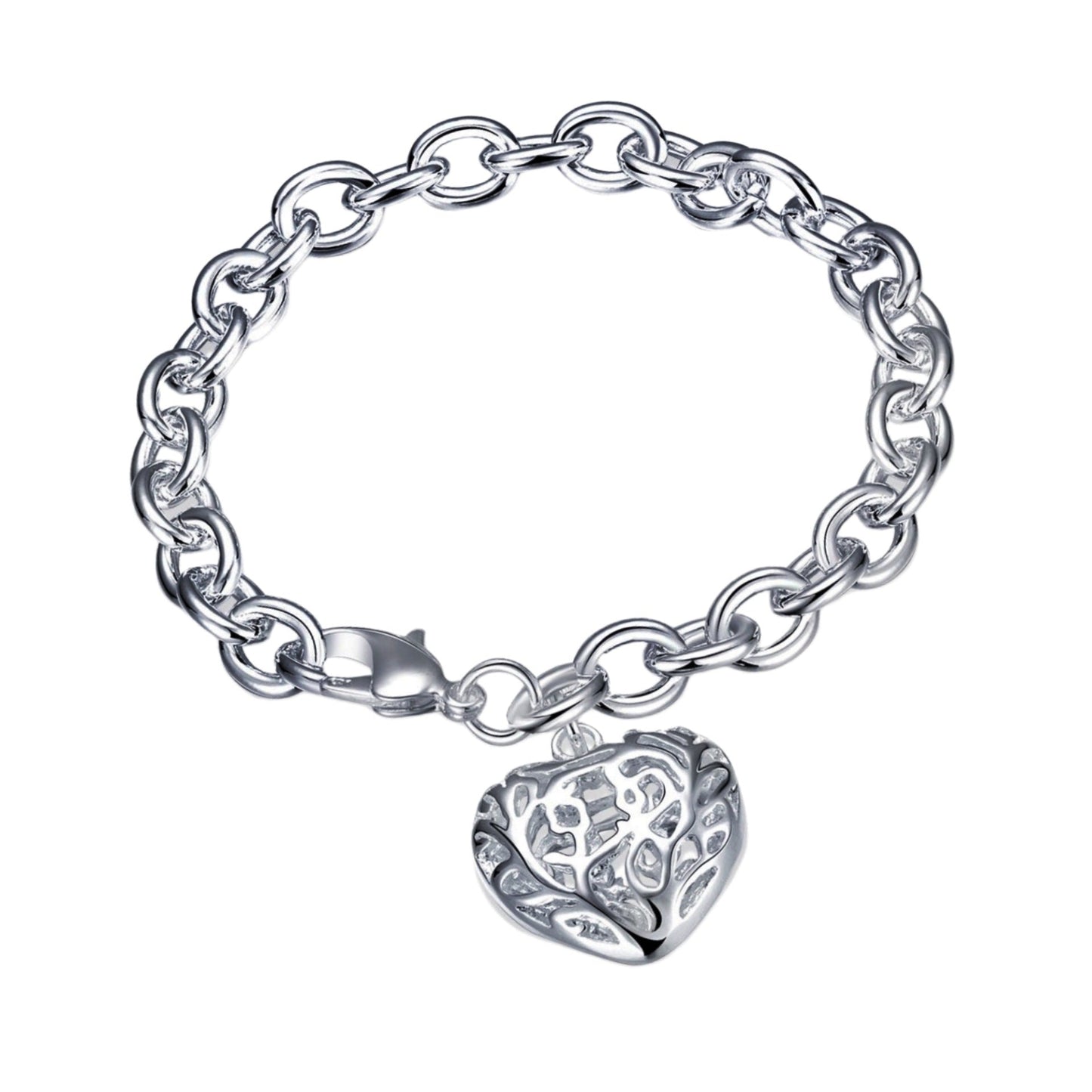925 Silver Hollow Heart Bracelet | Boho Chic Love | same ANTHEM - Silver