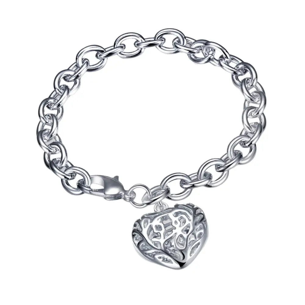 925 Silver Hollow Heart Bracelet | Boho Chic Love | same ANTHEM - Silver