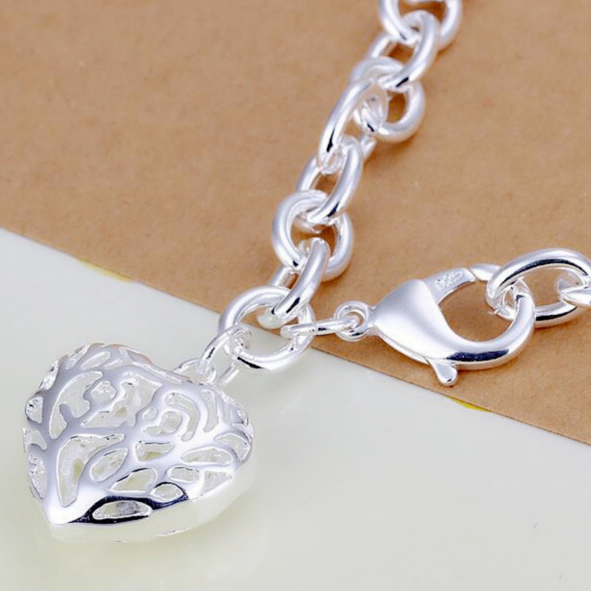 925 Silver Hollow Heart Bracelet | Boho Chic Love | same ANTHEM