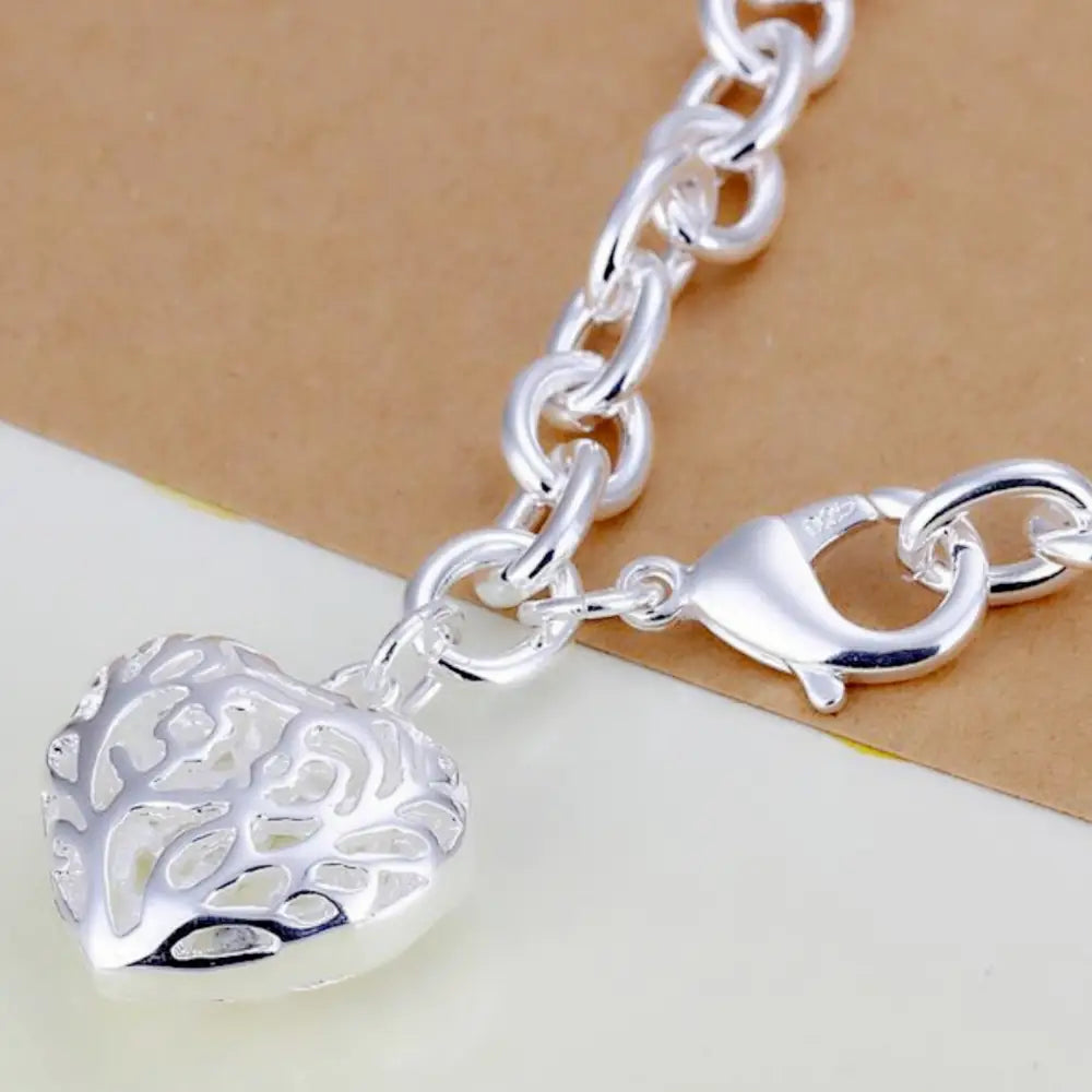 925 Silver Hollow Heart Bracelet | Boho Chic Love | same ANTHEM