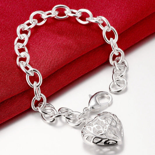 925 Silver Hollow Heart Bracelet | Boho Chic Love | same ANTHEM