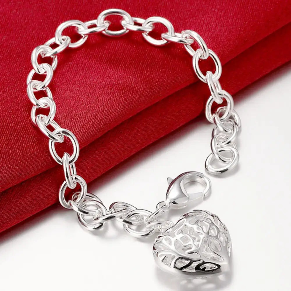925 Silver Hollow Heart Bracelet | Boho Chic Love | same ANTHEM