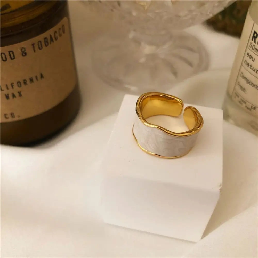 925 Sterling Silver Gold Rim French Vintage Ring | same ANTHEM. - Resizable2