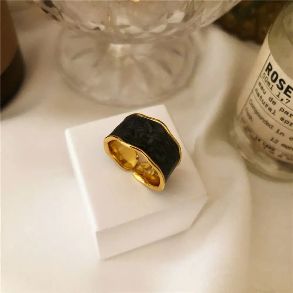925 Sterling Silver Gold Rim French Vintage Ring | same ANTHEM. - Resizable1