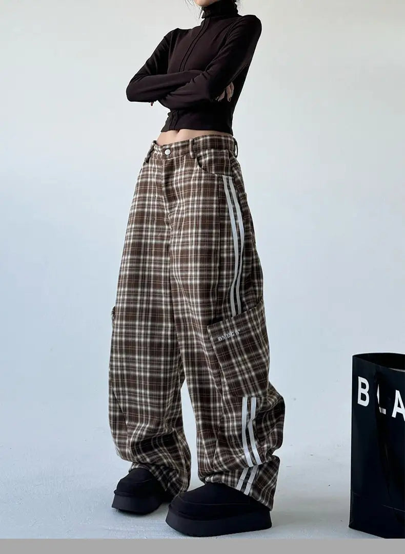 Coffee Plaid Wide Leg Pants | same ANTHEM.