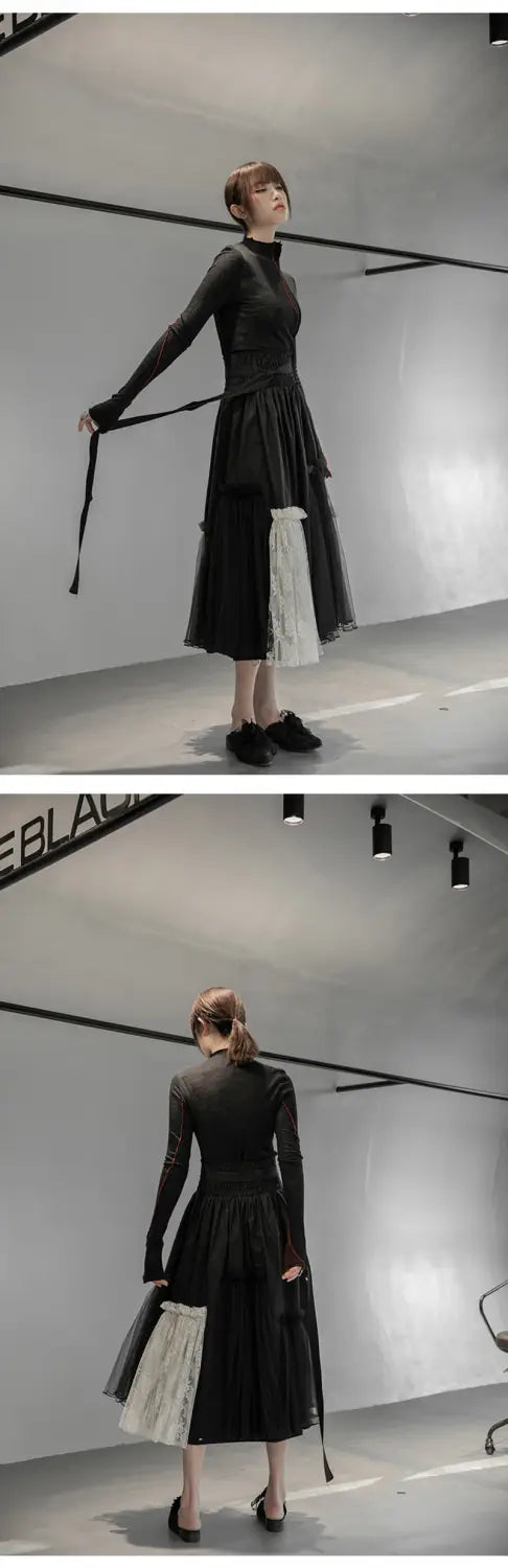 Romantic Mesh Asymmetrical Skirt | same ANTHEM.