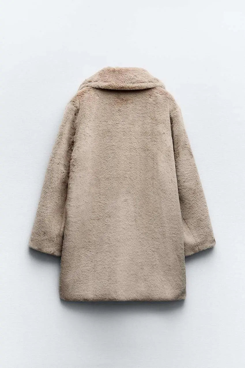 Fall Winter Fashion Artificial Fur Women’s Warm Mid-length Coat