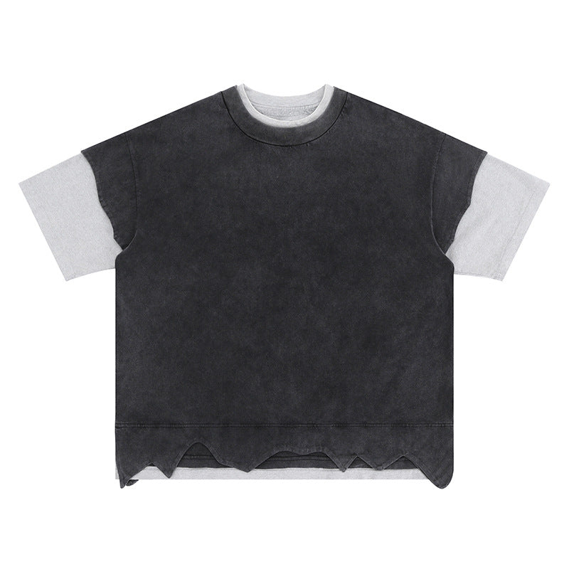 Double Layer Distressed T-Shirt | same ANTHEM.