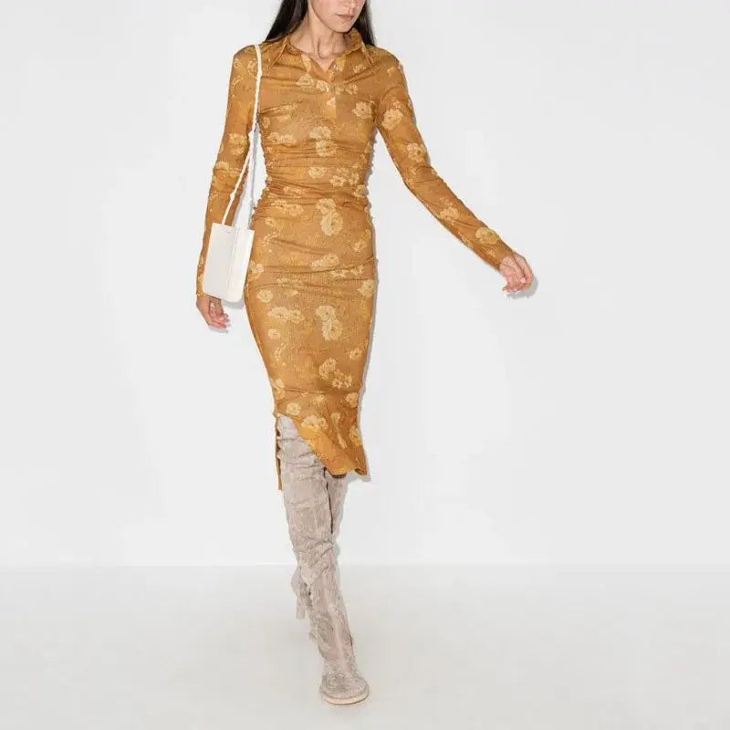 Slim Waist Pleated Shirt Dress | same ANTHEM.