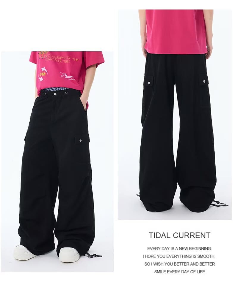 Loose Denim Multi-Pocket Straight Leg Pants | same ANTHEM.